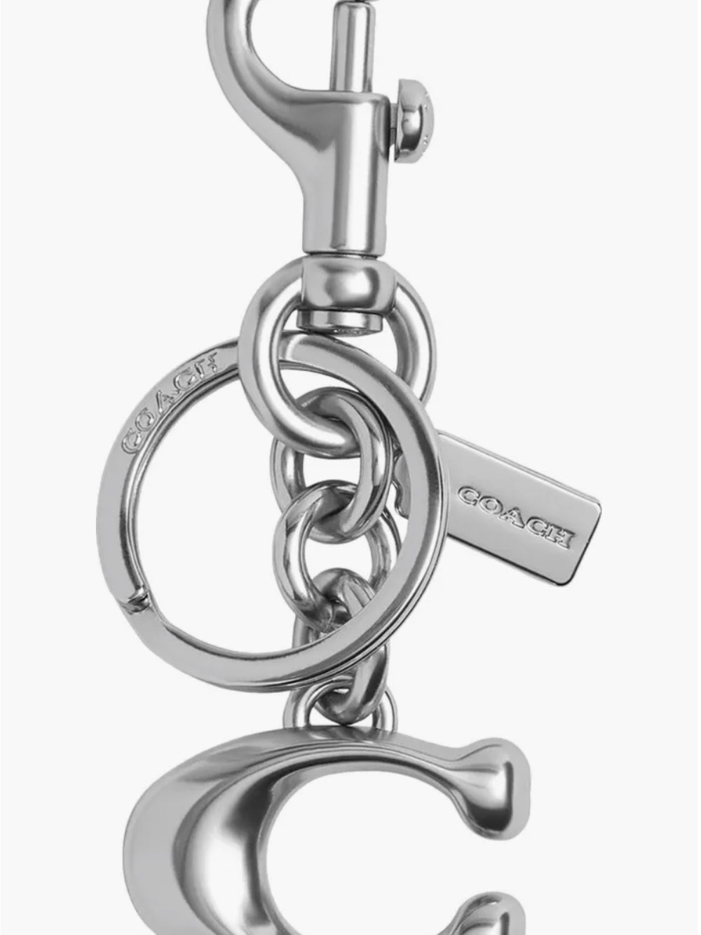 Coach Silver-Tone Sculpted 'C' Keychain bag charm - Picture 4 of 6
